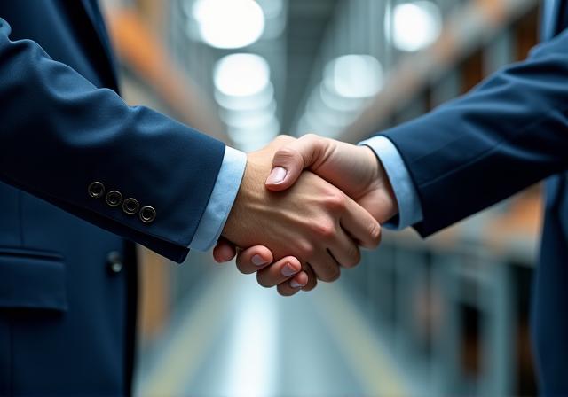 Poignée de mains entre professionnels symbolisant le partenariat